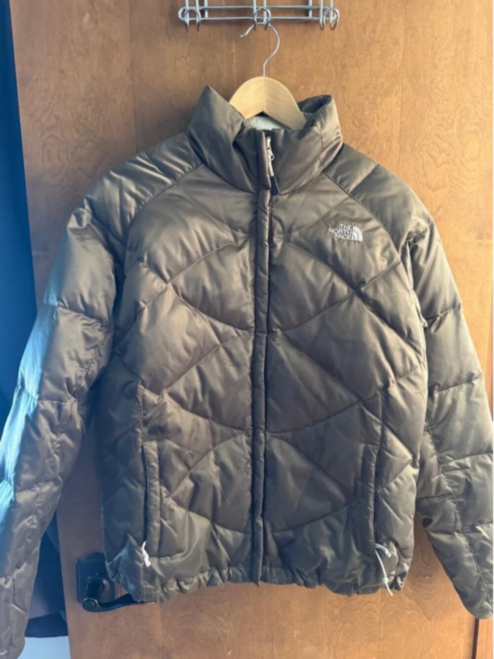 The North Face 550 Fill Aconcagua Quilted Olive Down Puffer Jacket 550